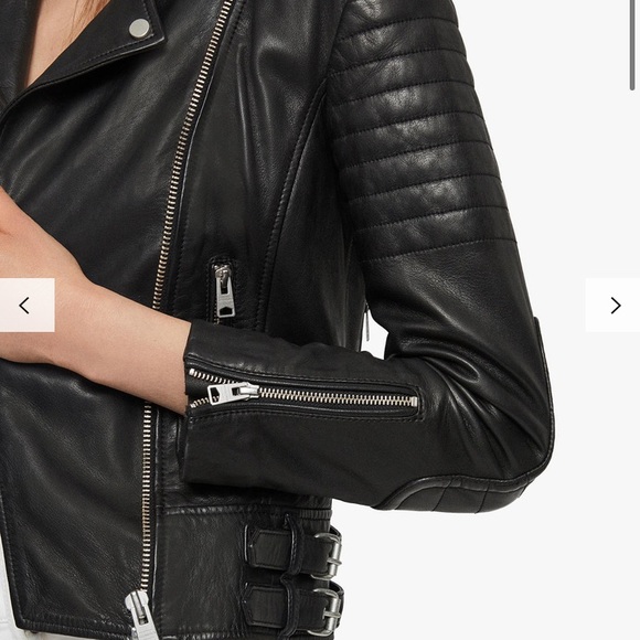 All Saints Paplin Leather Biker Jacket sold out - Picture 3 of 12